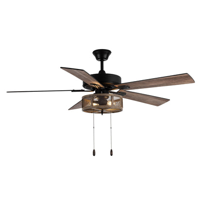 Ventilateur de plafond LED 52 pouces Carbon Loft en métal brossé, style farmhouse