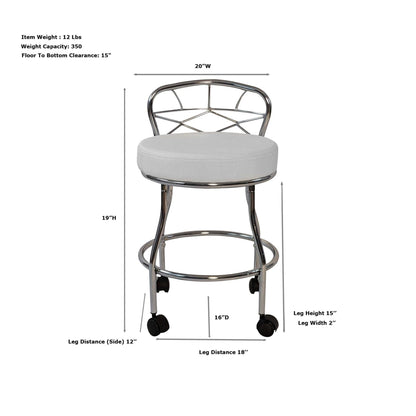 Tabouret de coiffeuse Diana à dossier en X de Carolina Living avec roulettes