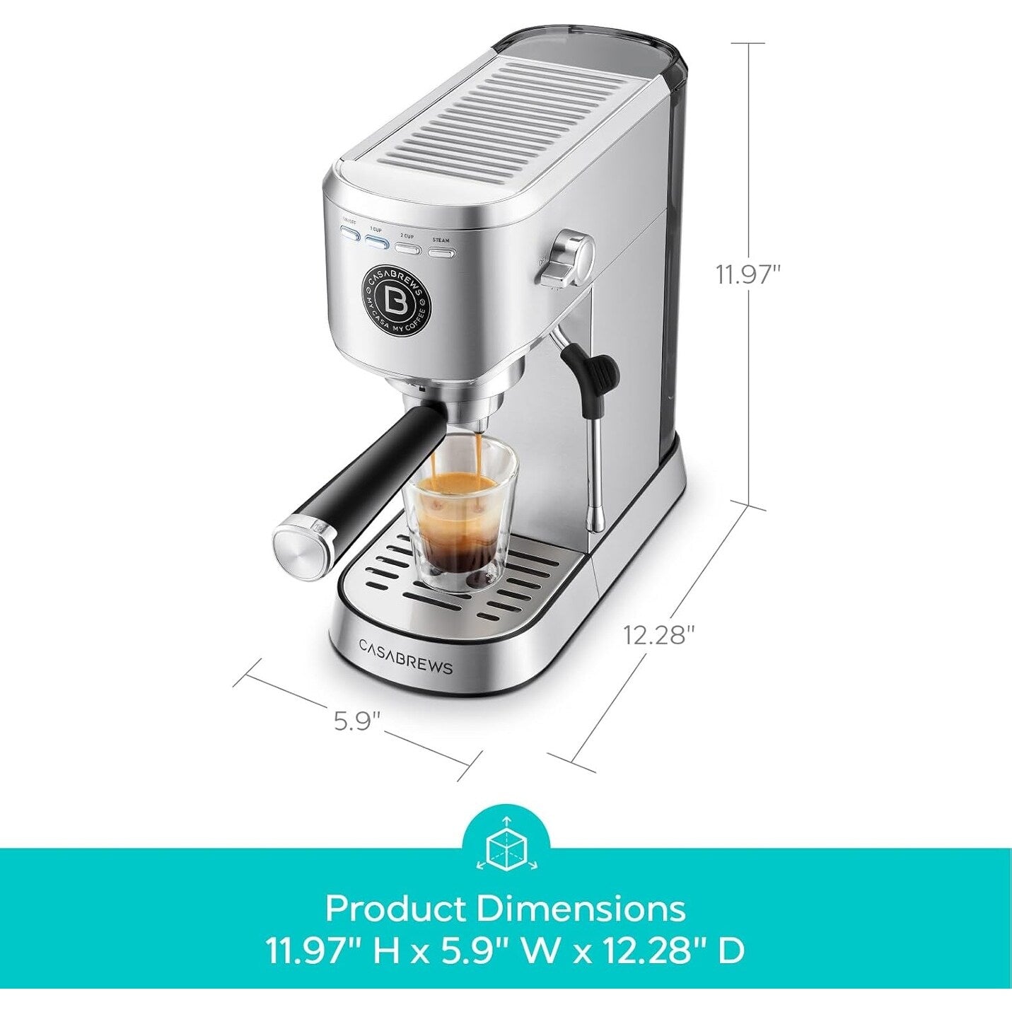 Machine à expresso professionnelle Casabrews 20 bar avec système de moussage de lait