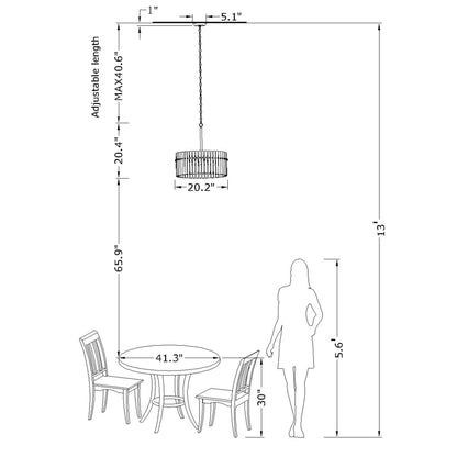Luminaire suspendu en cristal Casandra à 5 lumières
