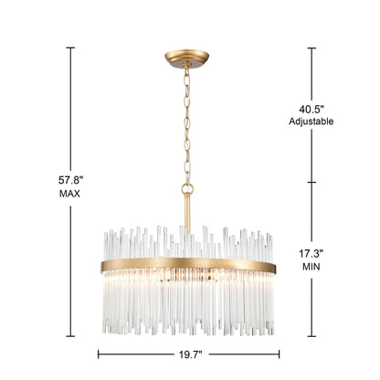 Chandélébre Casandra à 5 lumières en bronze brillant avec barres en verre transparent - Bronze brillant