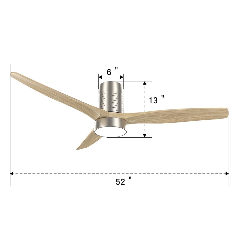 Ventilateur de plafond encastré de 52 pouces de style farmhouse avec éclairage et télécommande, moteur DC réversible.