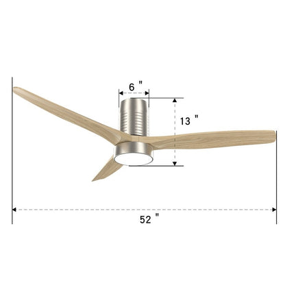 Ventilateur de plafond encastré de 52 pouces de style farmhouse avec éclairage et télécommande, moteur DC réversible.