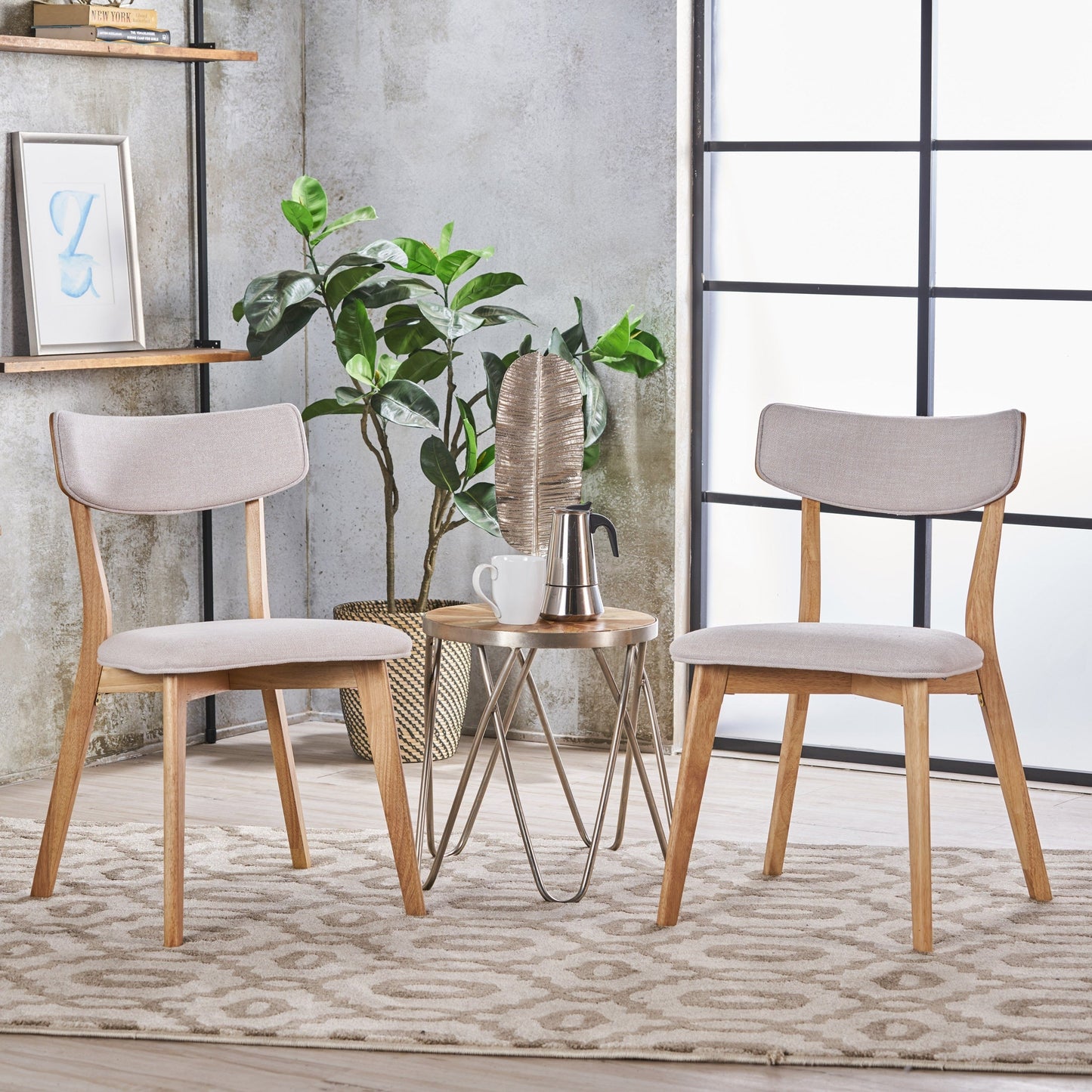 Chaises de salle à manger Chazz en bois de caoutchouc rembourré, style moderne du milieu du siècle, par Christopher Knight Home (lot de 2/4)