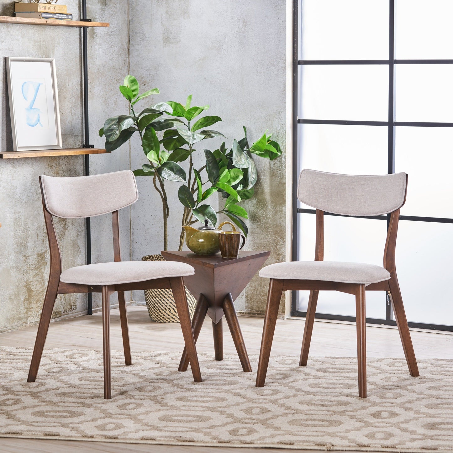 Chaises de salle à manger Chazz en bois de caoutchouc rembourré, style moderne du milieu du siècle, par Christopher Knight Home (lot de 2/4)