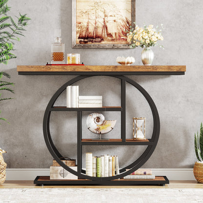 Table console pour entrée, table d'appoint industrielle à 4 niveaux pour derrière le canapé