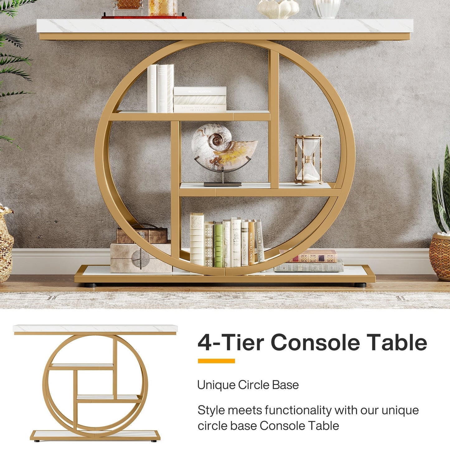 Table console pour entrée, table d'appoint industrielle à 4 niveaux pour derrière le canapé