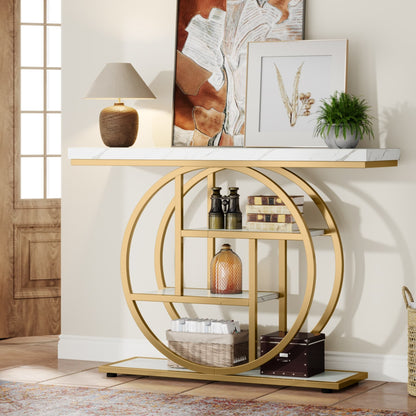Table console pour entrée, table d'appoint industrielle à 4 niveaux pour derrière le canapé