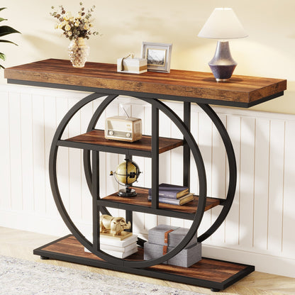 Table console pour entrée, table d'appoint industrielle à 4 niveaux pour derrière le canapé