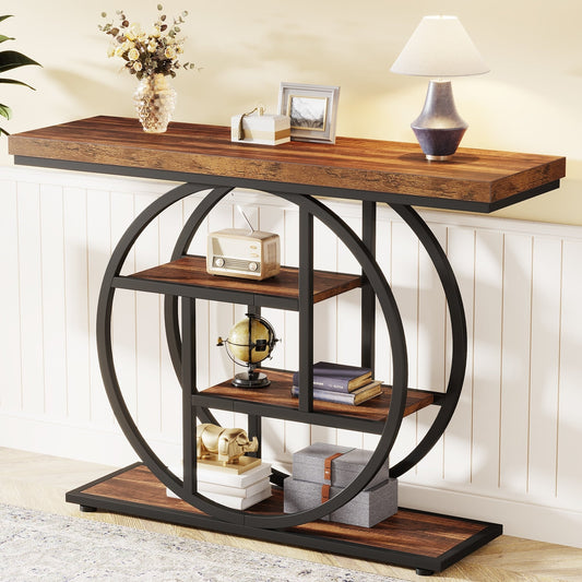 Table console pour entrée, table d'appoint industrielle à 4 niveaux pour derrière le canapé