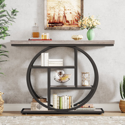Table console pour entrée, table d'appoint industrielle à 4 niveaux pour derrière le canapé