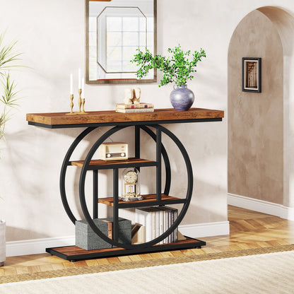 Table console pour entrée, table d'appoint industrielle à 4 niveaux pour derrière le canapé