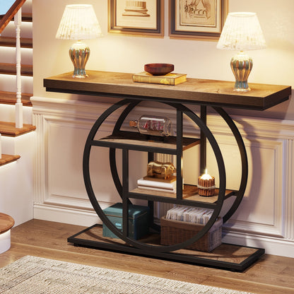 Table console pour entrée, table d'appoint industrielle à 4 niveaux pour derrière le canapé