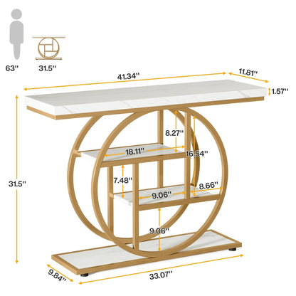 Table console pour entrée, table d'appoint industrielle à 4 niveaux pour derrière le canapé
