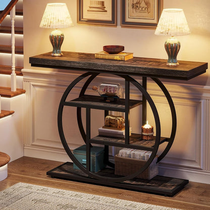 Table console pour entrée, table d'appoint industrielle à 4 niveaux pour derrière le canapé