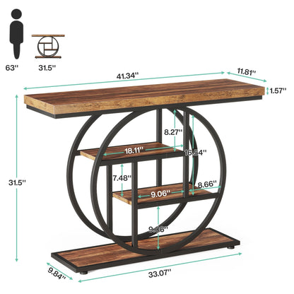 Table console pour entrée, table d'appoint industrielle à 4 niveaux pour derrière le canapé