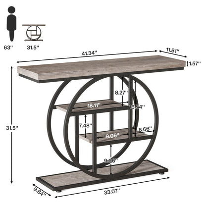 Table console pour entrée, table d'appoint industrielle à 4 niveaux pour derrière le canapé