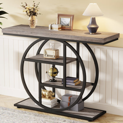 Table console pour entrée, table d'appoint industrielle à 4 niveaux pour derrière le canapé
