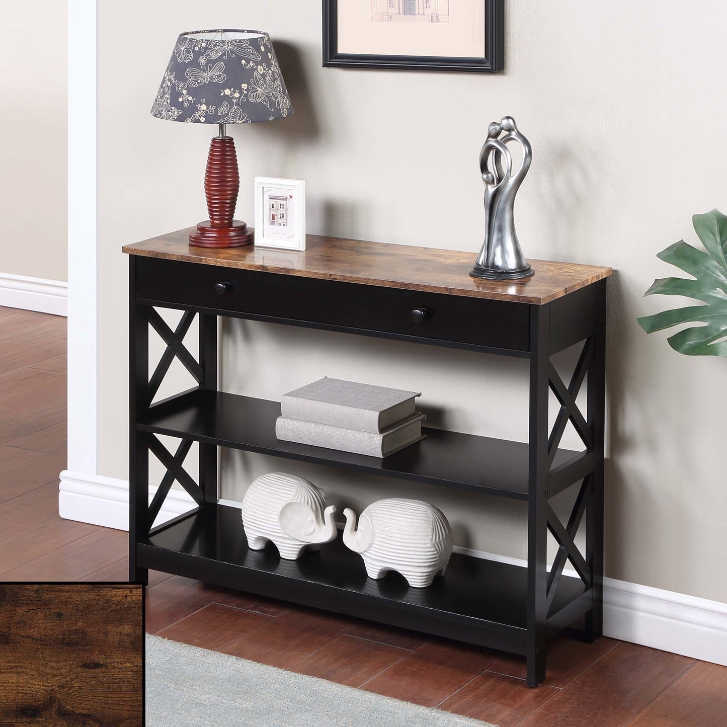 Table console Oxford à 1 tiroir avec étagères de Convenience Concepts