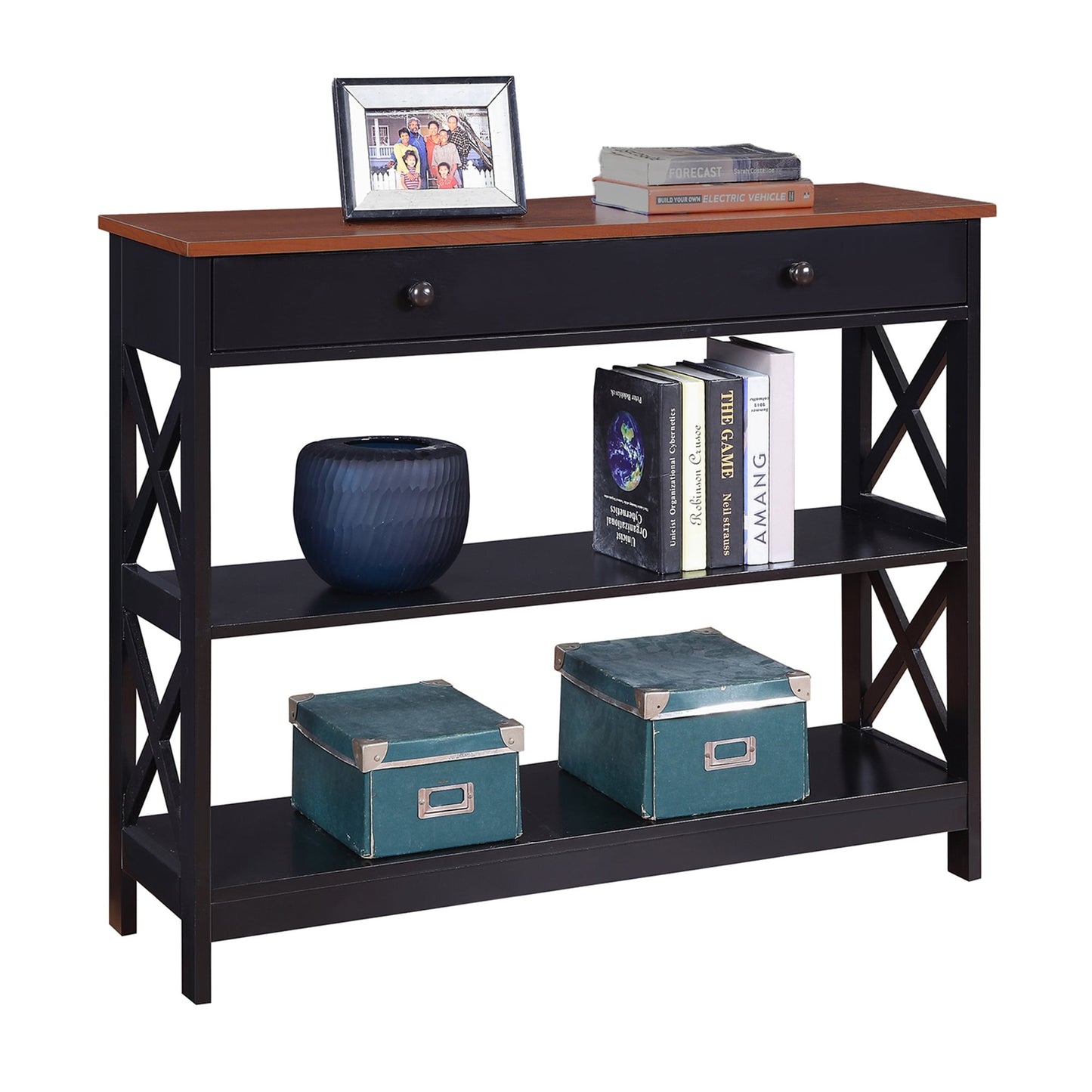 Table console Oxford à 1 tiroir avec étagères de Convenience Concepts