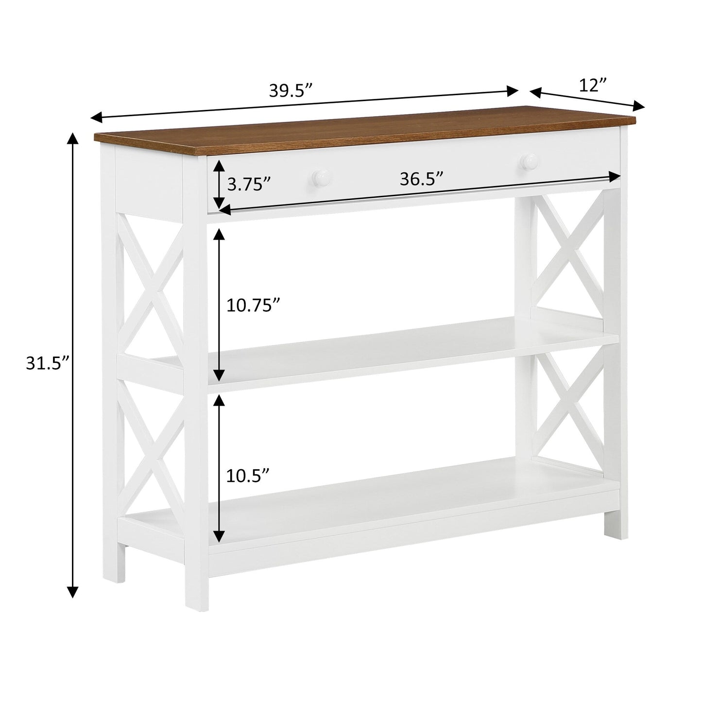 Table console Oxford à 1 tiroir avec étagères de Convenience Concepts