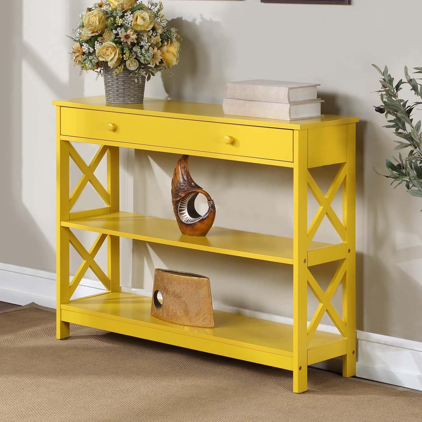 Table console Oxford à 1 tiroir avec étagères de Convenience Concepts