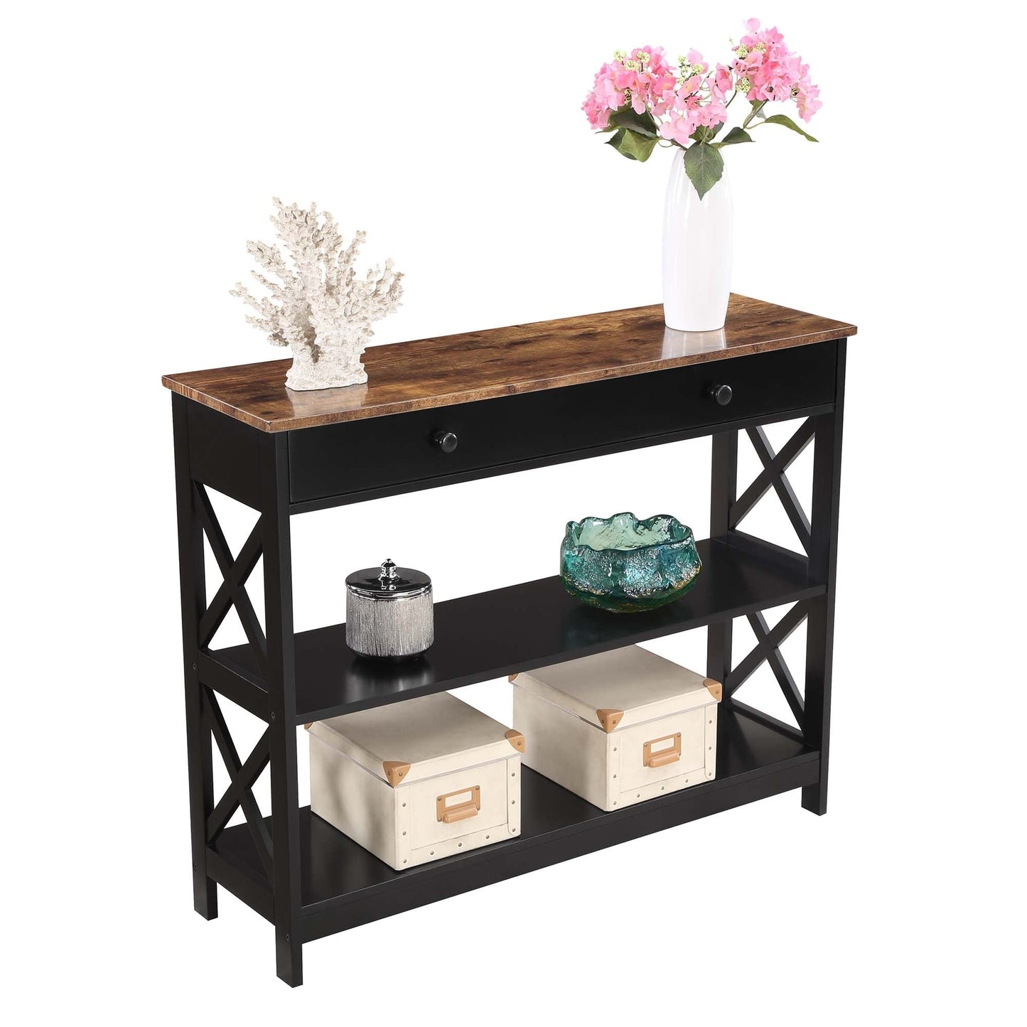 Table console Oxford à 1 tiroir avec étagères de Convenience Concepts