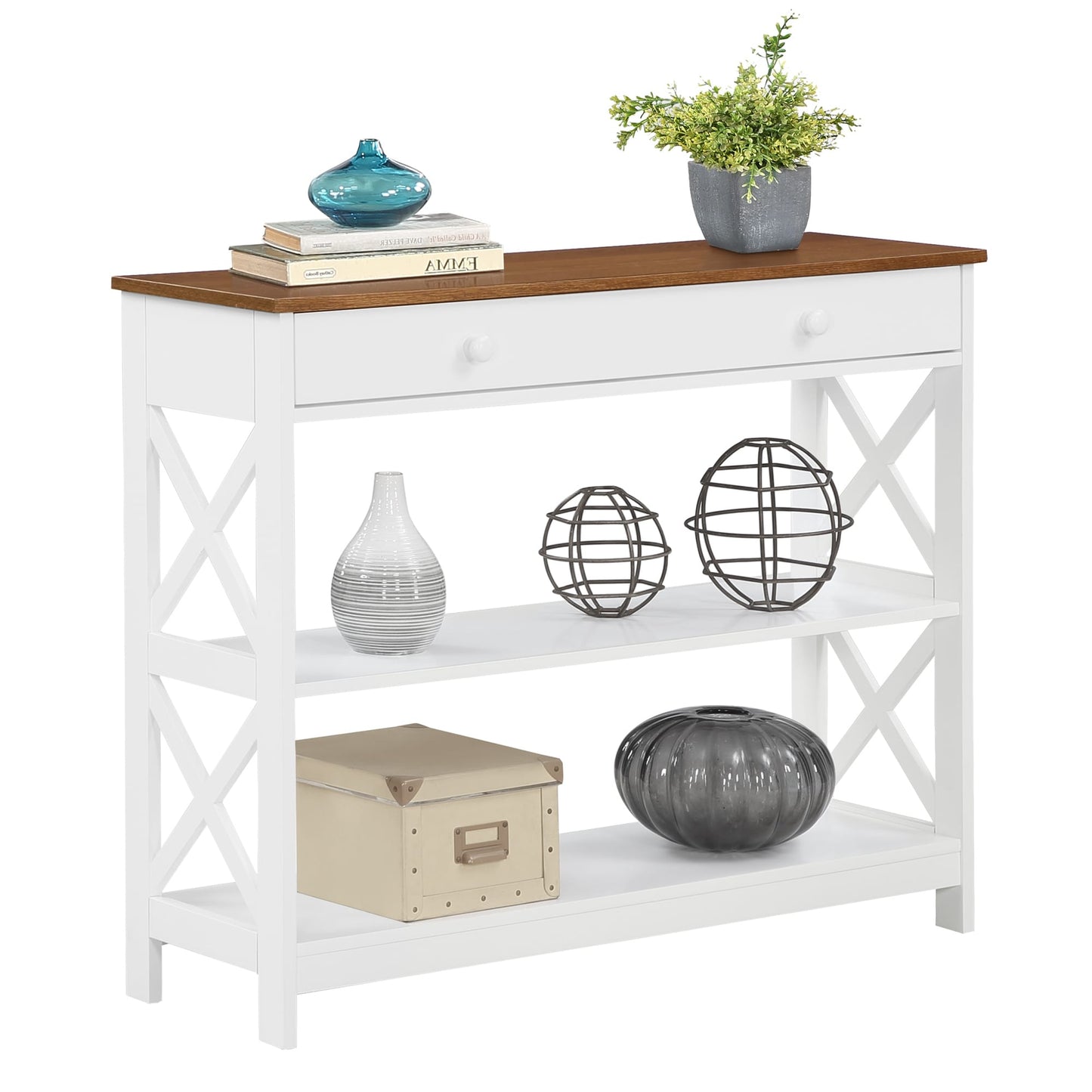 Table console Oxford à 1 tiroir avec étagères de Convenience Concepts