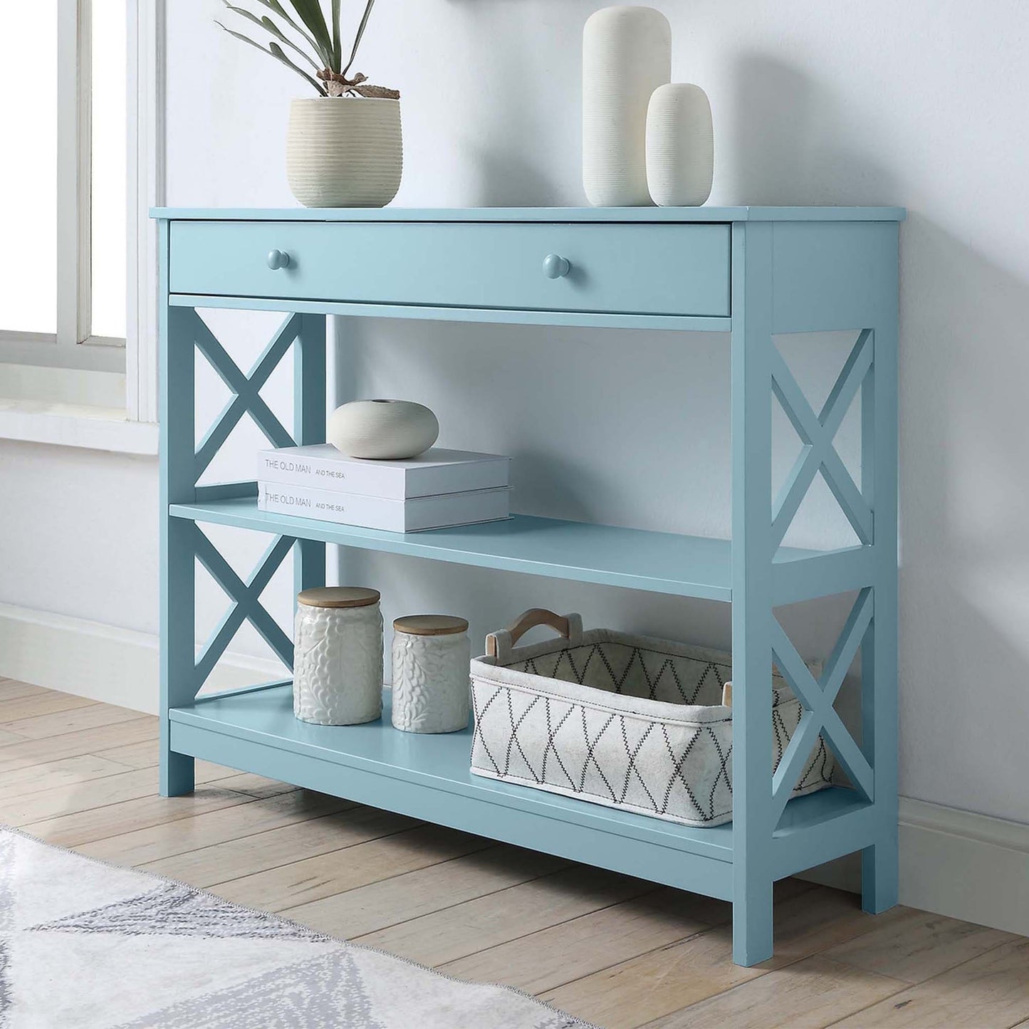 Table console Oxford à 1 tiroir avec étagères de Convenience Concepts