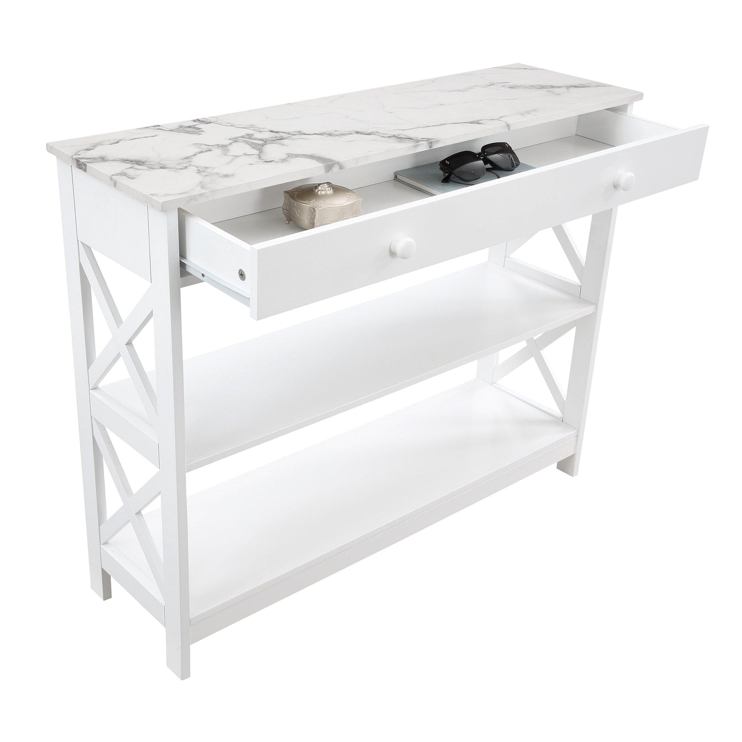 Table console Oxford à 1 tiroir avec étagères de Convenience Concepts