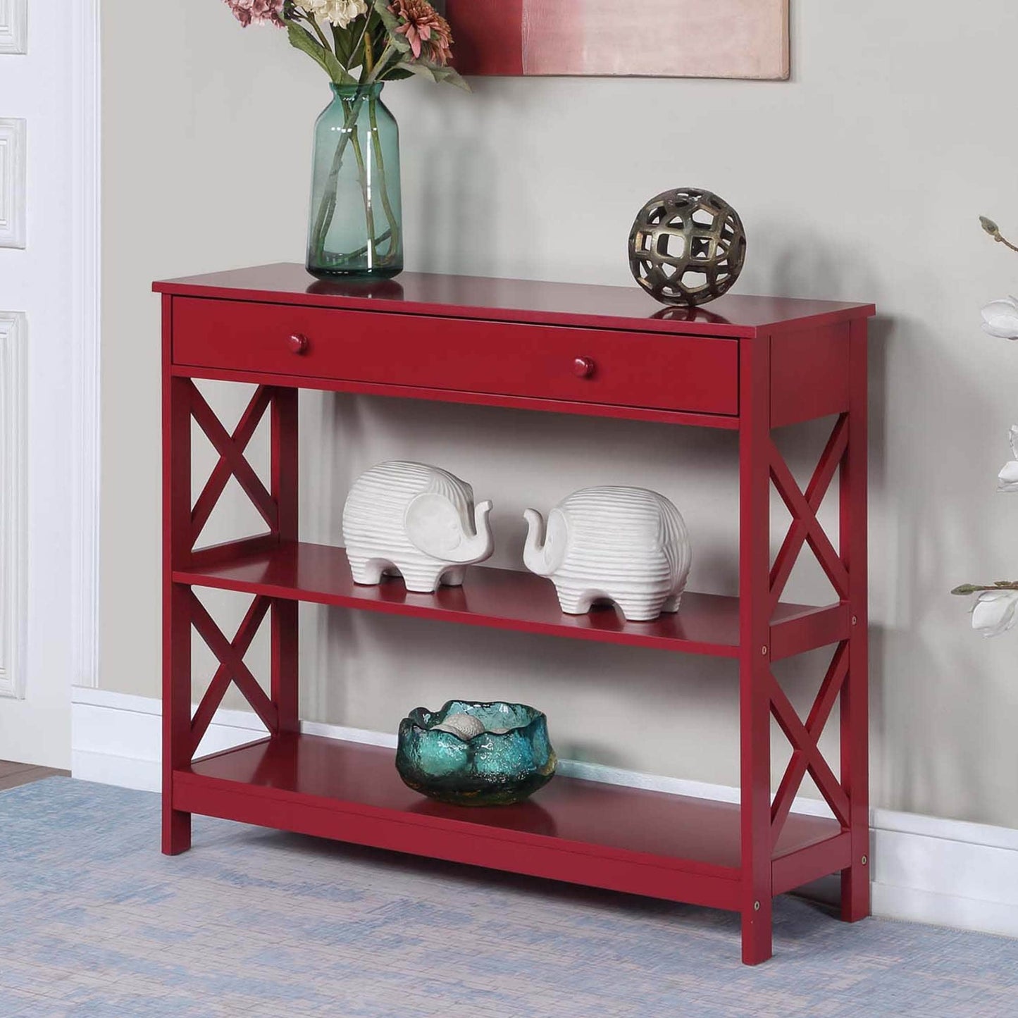 Table console Oxford à 1 tiroir avec étagères de Convenience Concepts