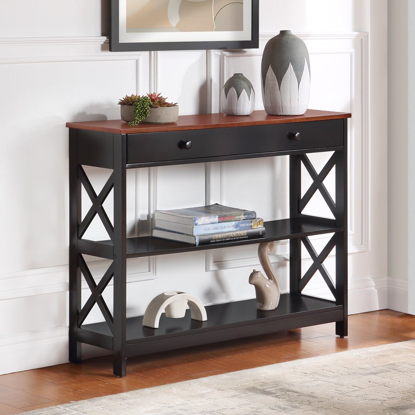 Table console Oxford à 1 tiroir avec étagères de Convenience Concepts