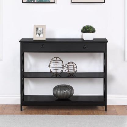 Table console Oxford à 1 tiroir avec étagères de Convenience Concepts