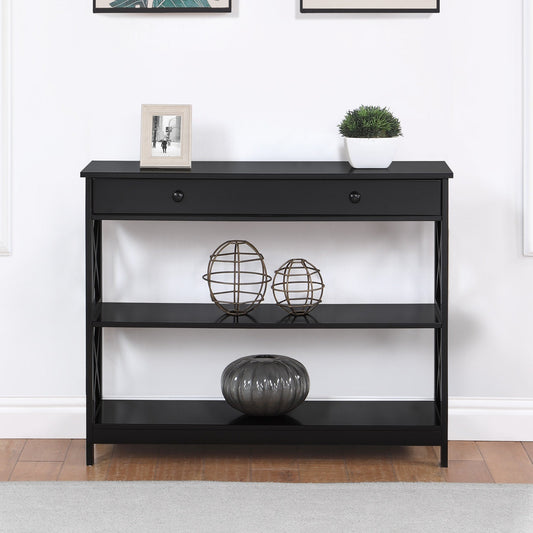 Table console Oxford à 1 tiroir avec étagères de Convenience Concepts