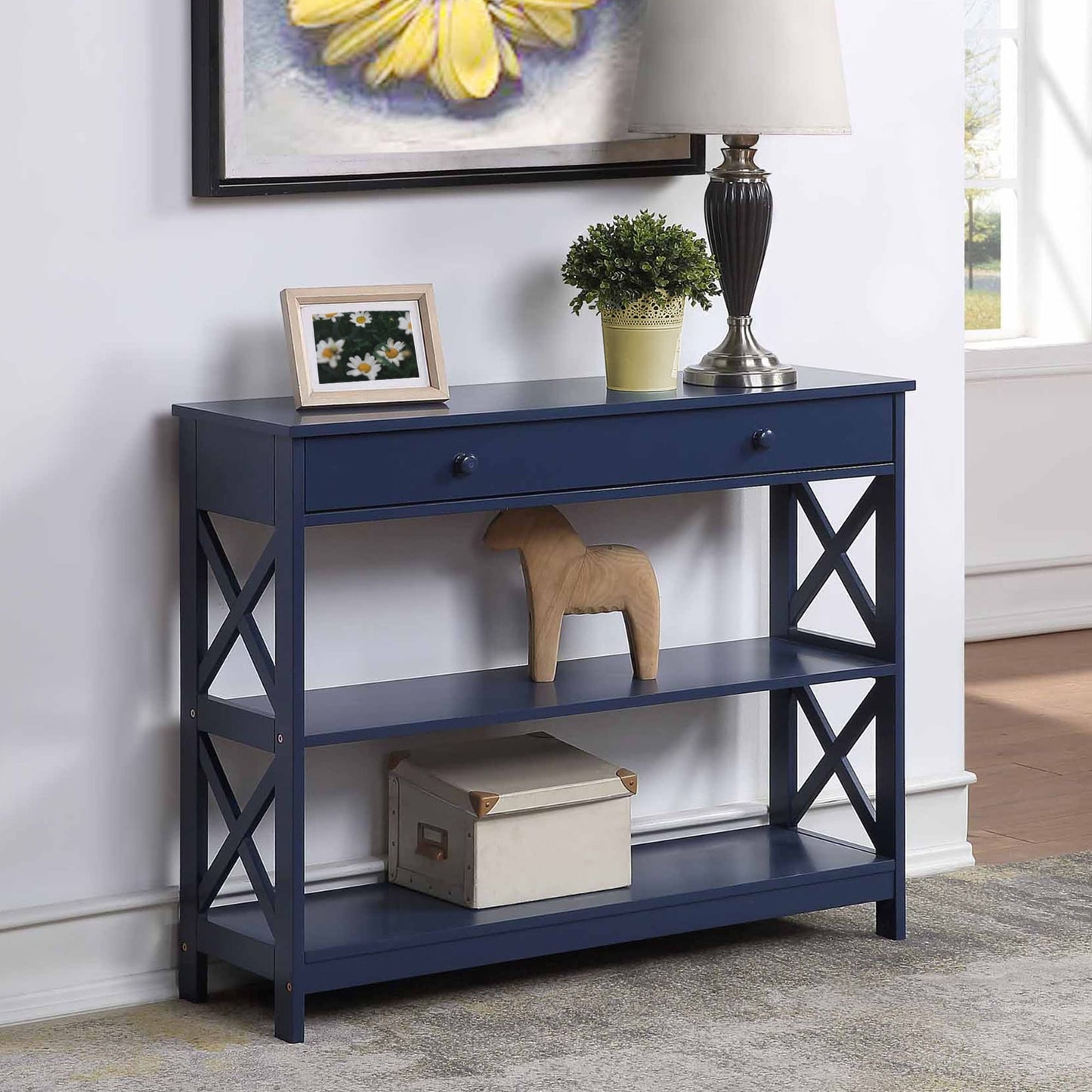 Table console Oxford à 1 tiroir avec étagères de Convenience Concepts