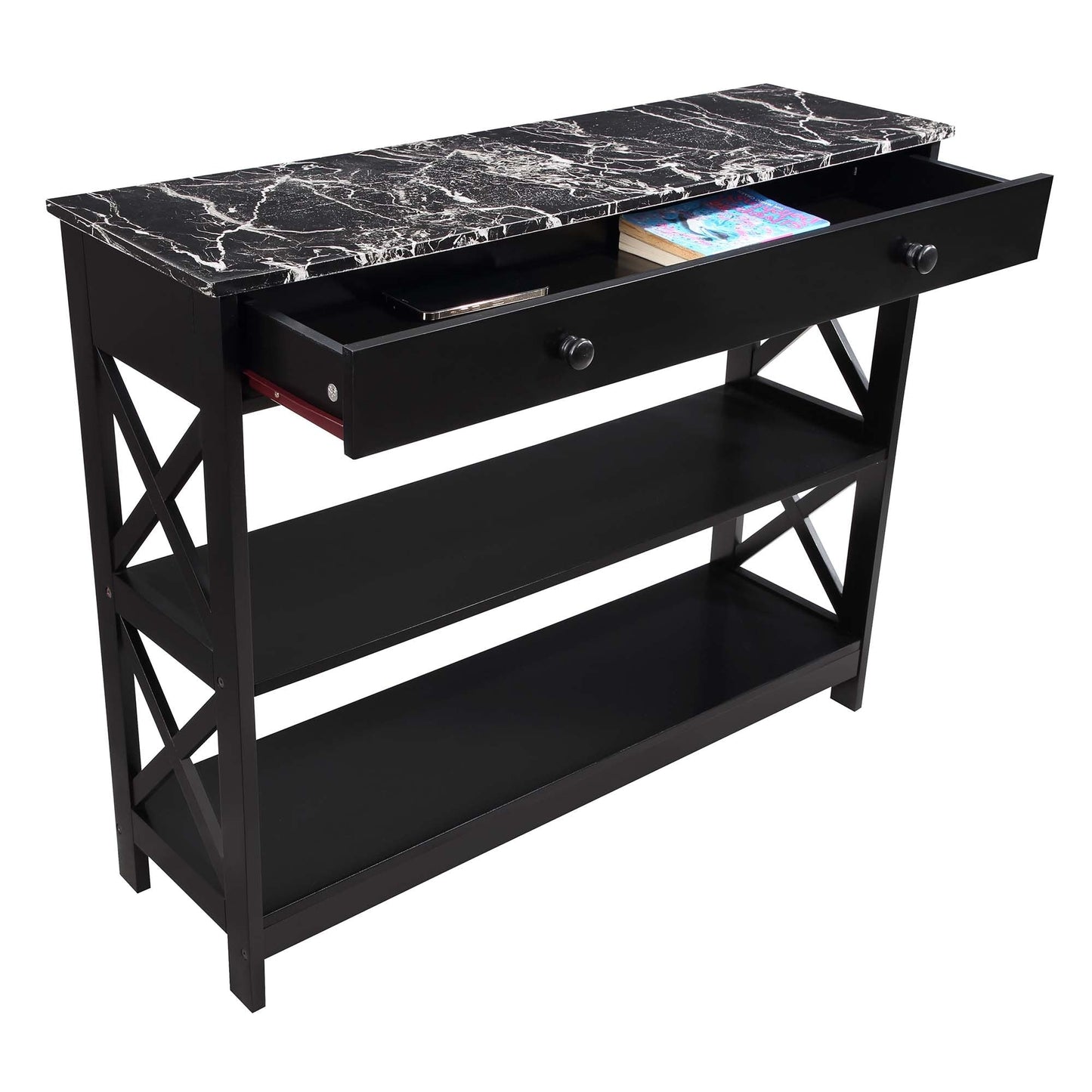 Table console Oxford à 1 tiroir avec étagères de Convenience Concepts