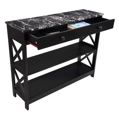 Table console Oxford à 1 tiroir avec étagères de Convenience Concepts