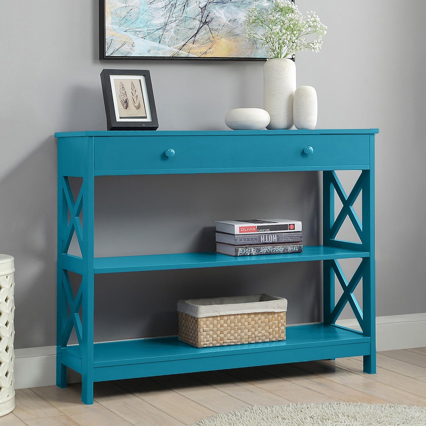 Table console Oxford à 1 tiroir avec étagères de Convenience Concepts