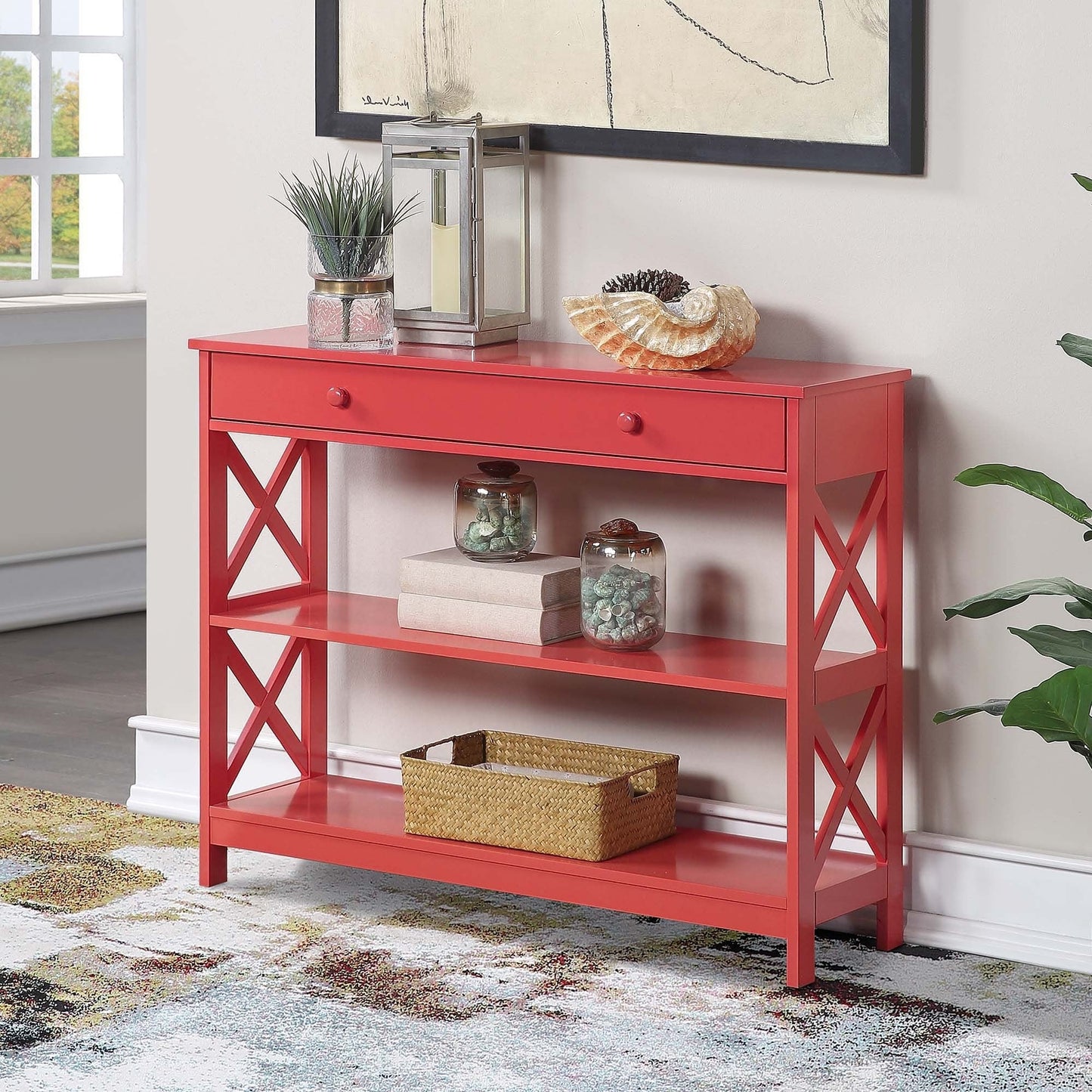 Table console Oxford à 1 tiroir avec étagères de Convenience Concepts