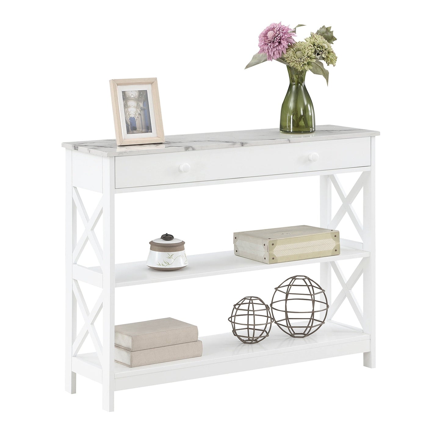 Table console Oxford à 1 tiroir avec étagères de Convenience Concepts