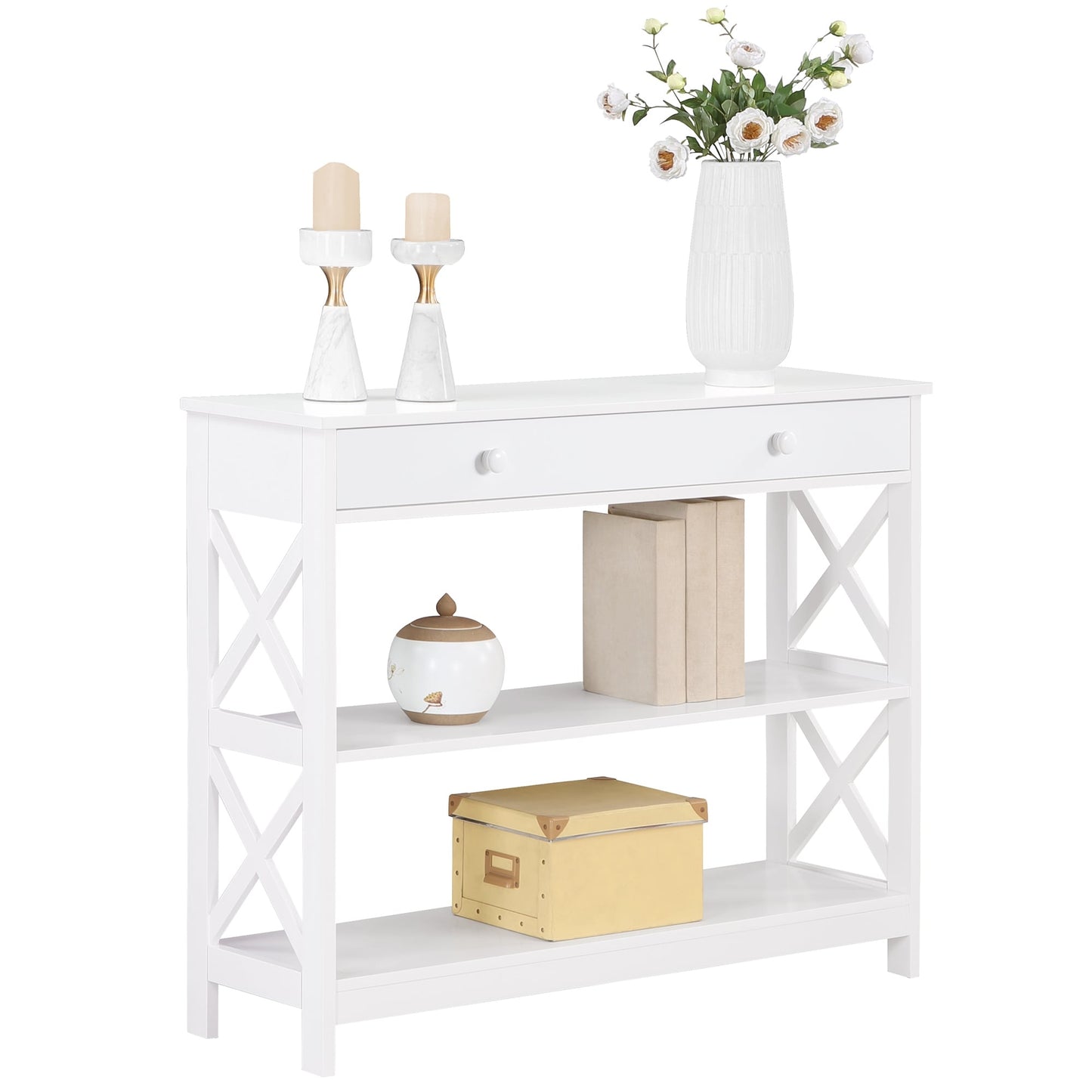 Table console Oxford à 1 tiroir avec étagères de Convenience Concepts