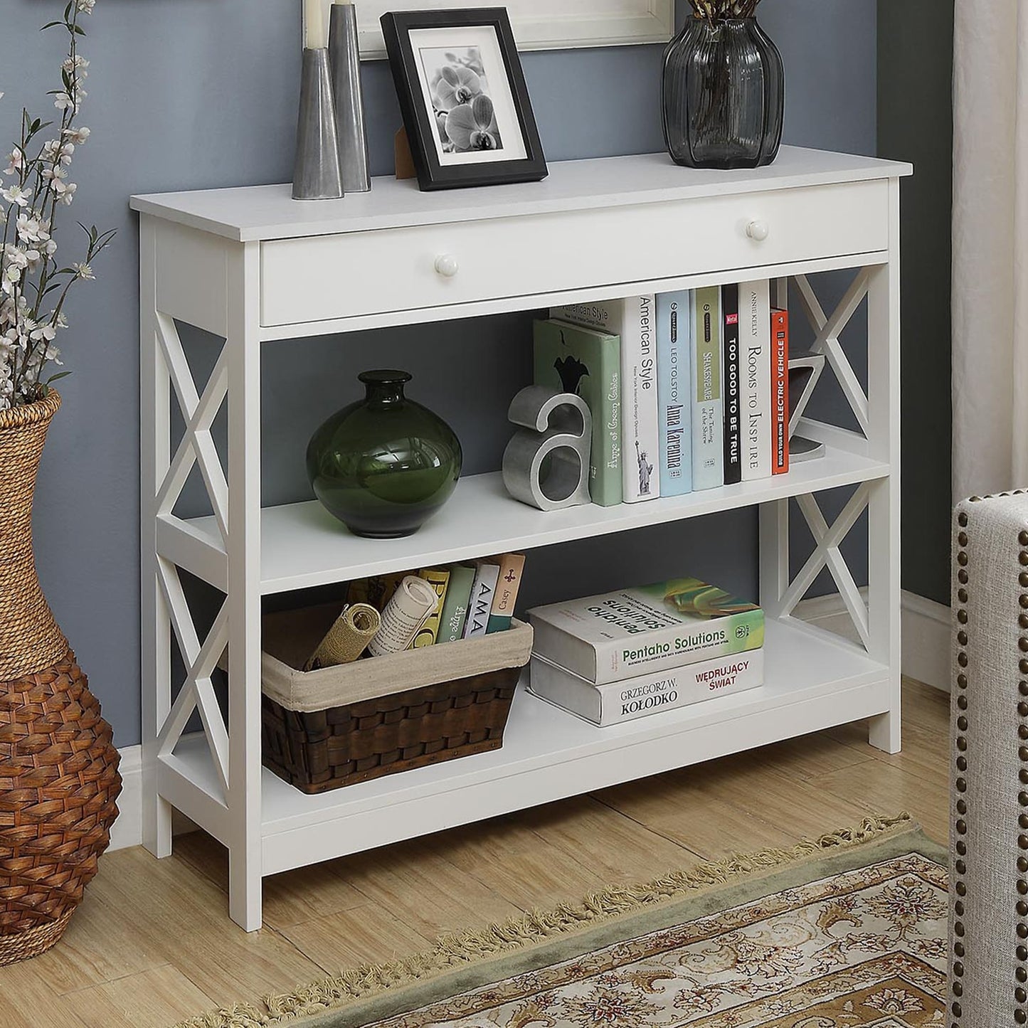Table console Oxford à 1 tiroir avec étagères de Convenience Concepts