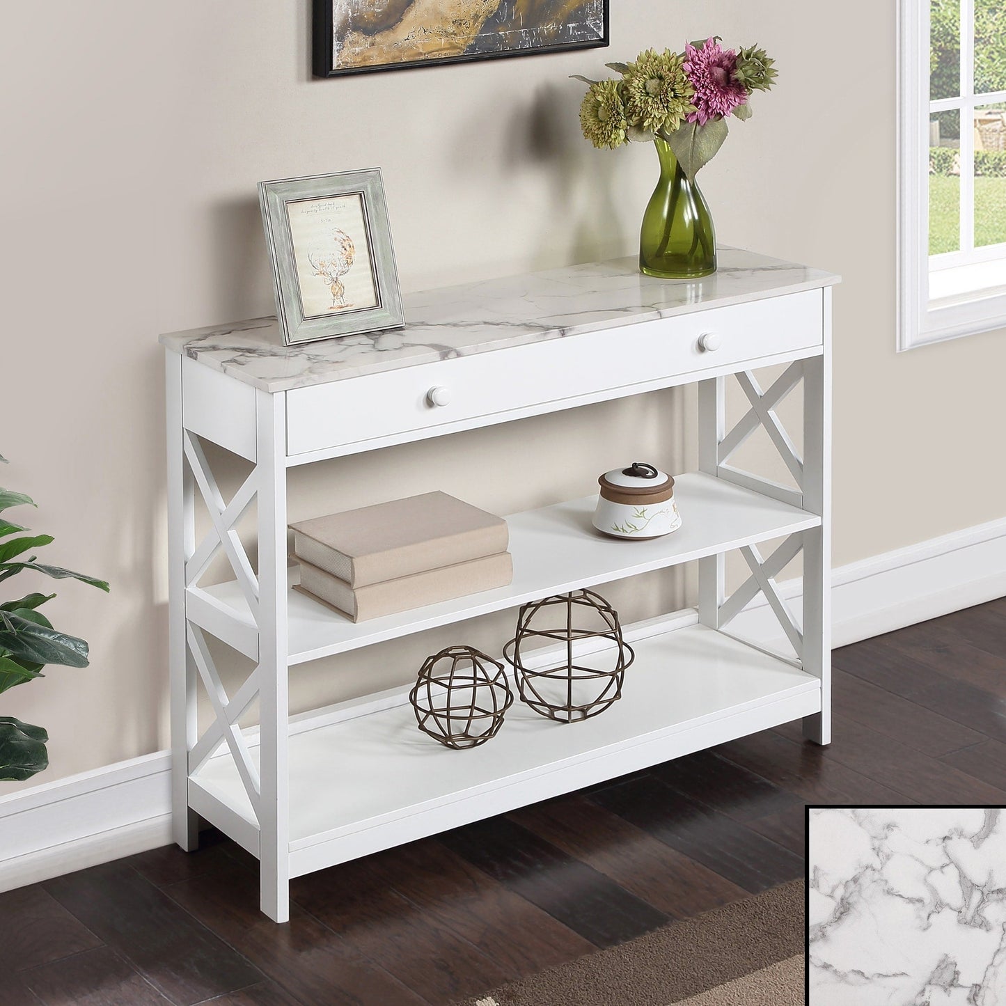 Table console Oxford à 1 tiroir avec étagères de Convenience Concepts