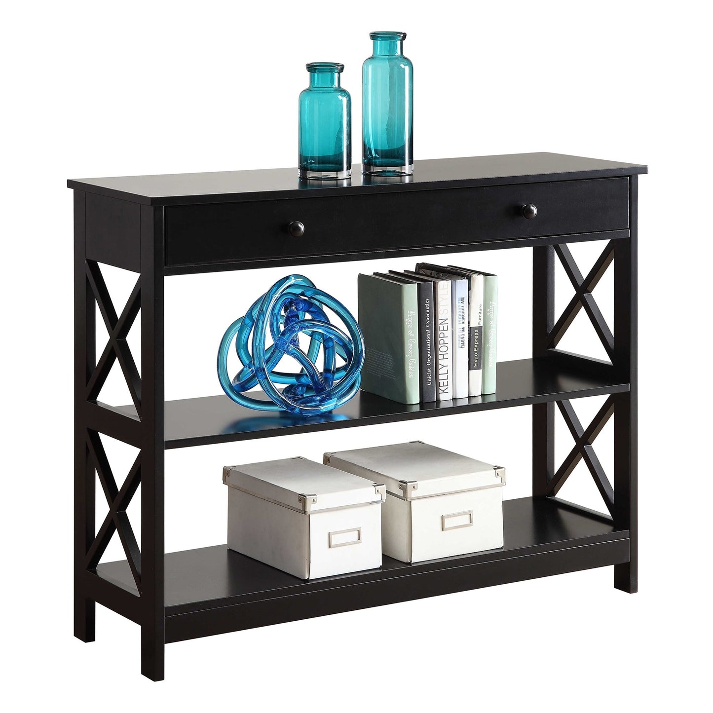 Table console Oxford à 1 tiroir avec étagères de Convenience Concepts