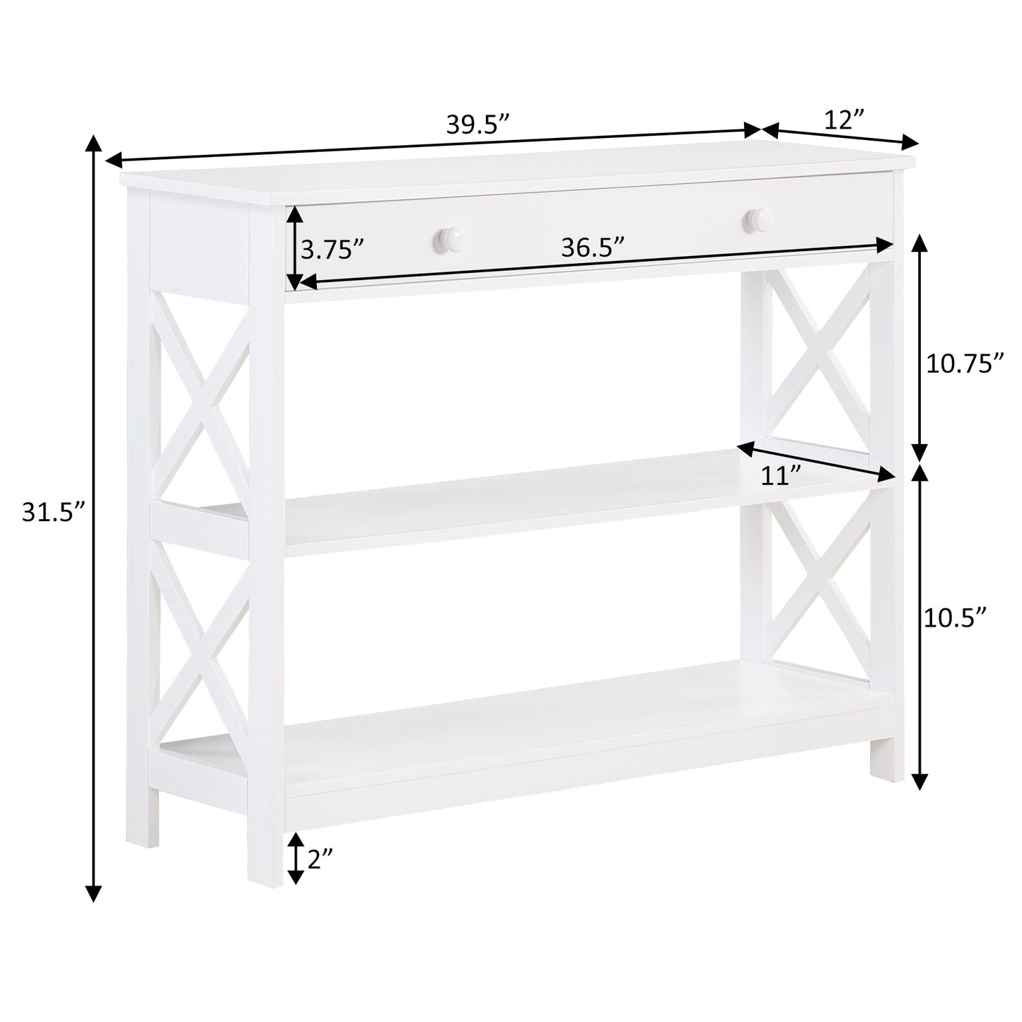 Table console Oxford à 1 tiroir avec étagères de Convenience Concepts