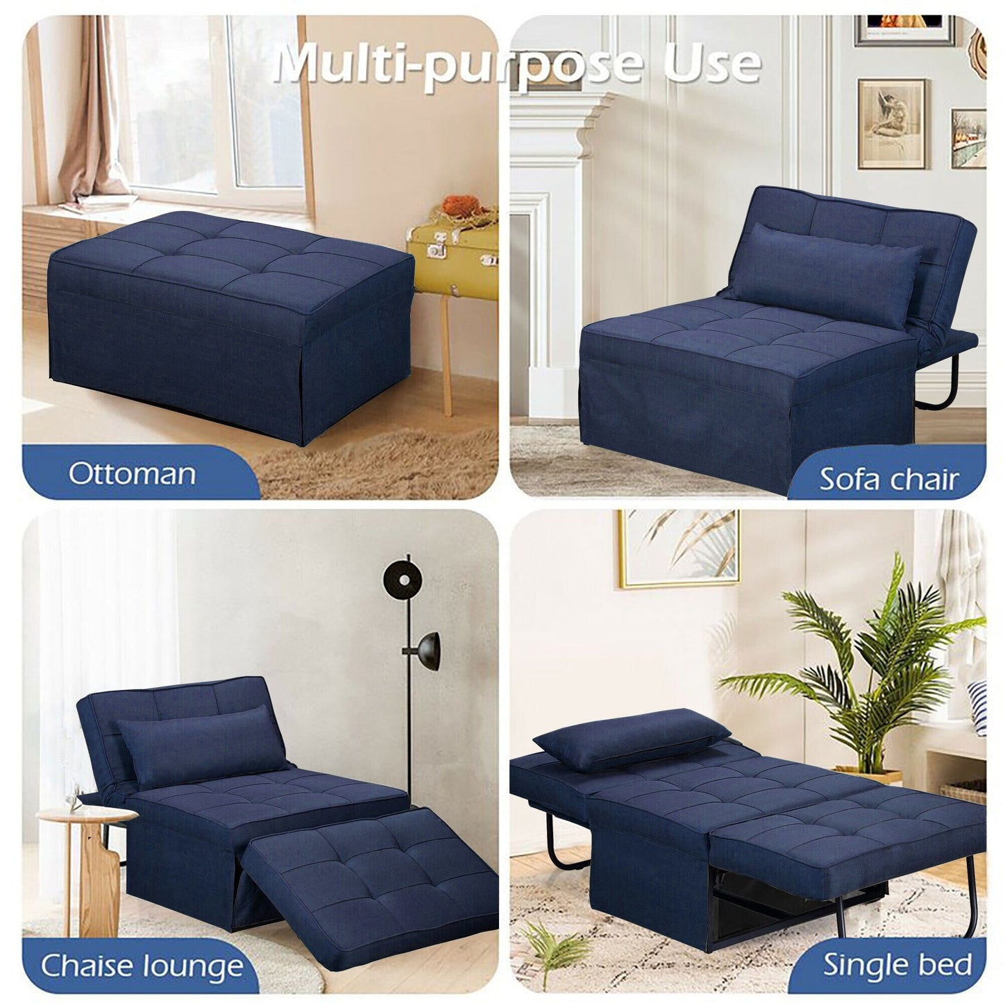 Canapé-lit convertible, canapé-lit, fauteuil, canapé, pouf pliable, fauteuil inclinable pour salon.