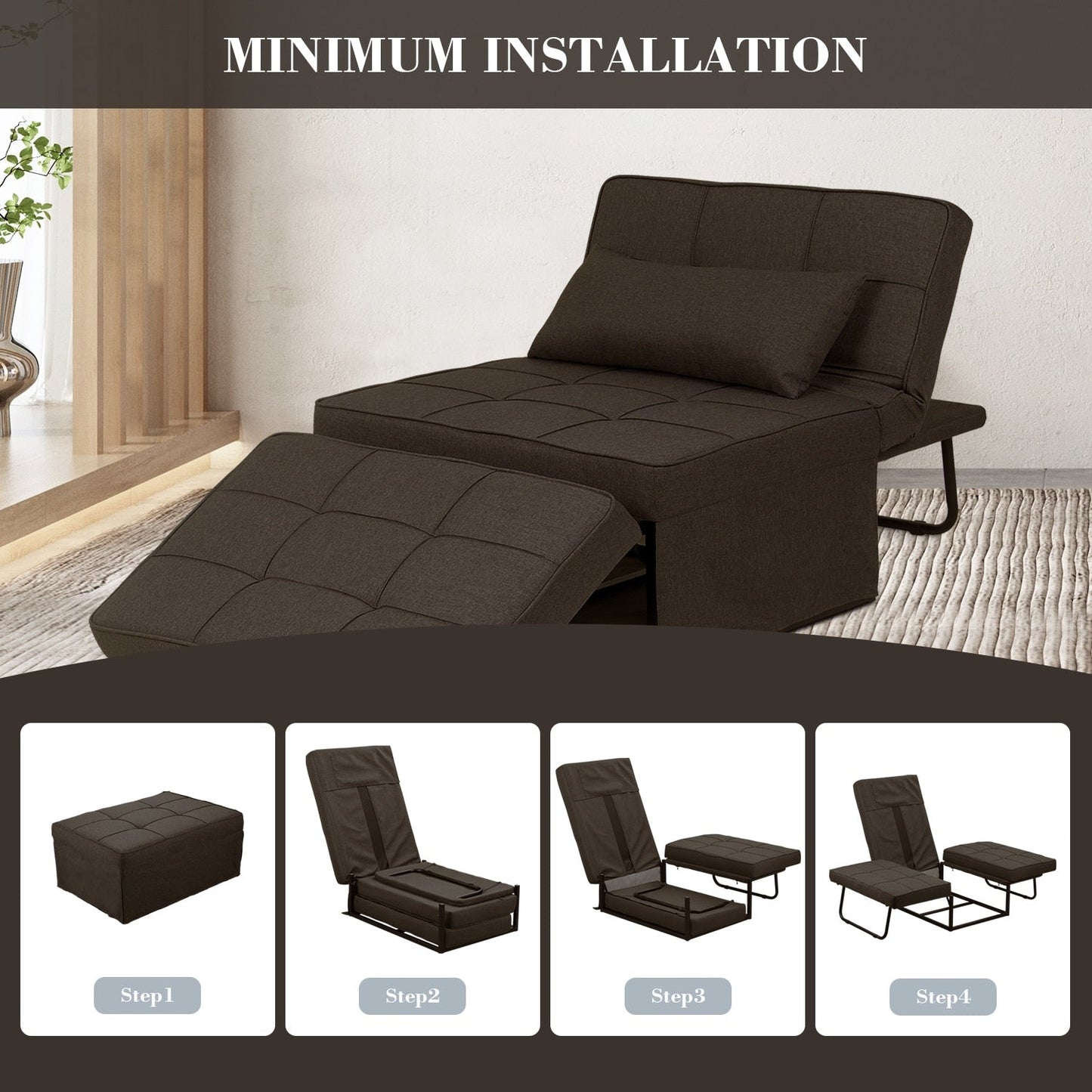 Canapé-lit convertible, canapé-lit, fauteuil, canapé, pouf pliable, fauteuil inclinable pour salon.