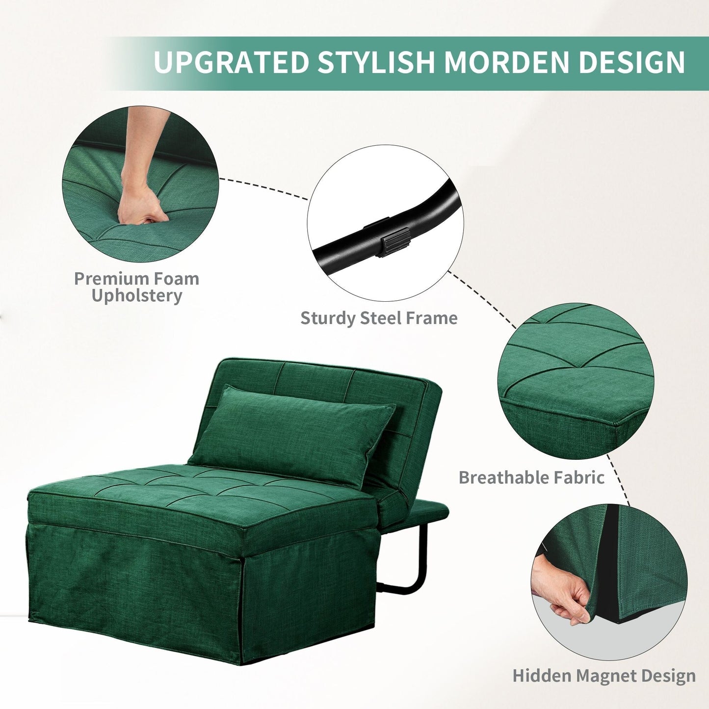 Canapé-lit convertible, canapé-lit, fauteuil, canapé, pouf pliable, fauteuil inclinable pour salon.