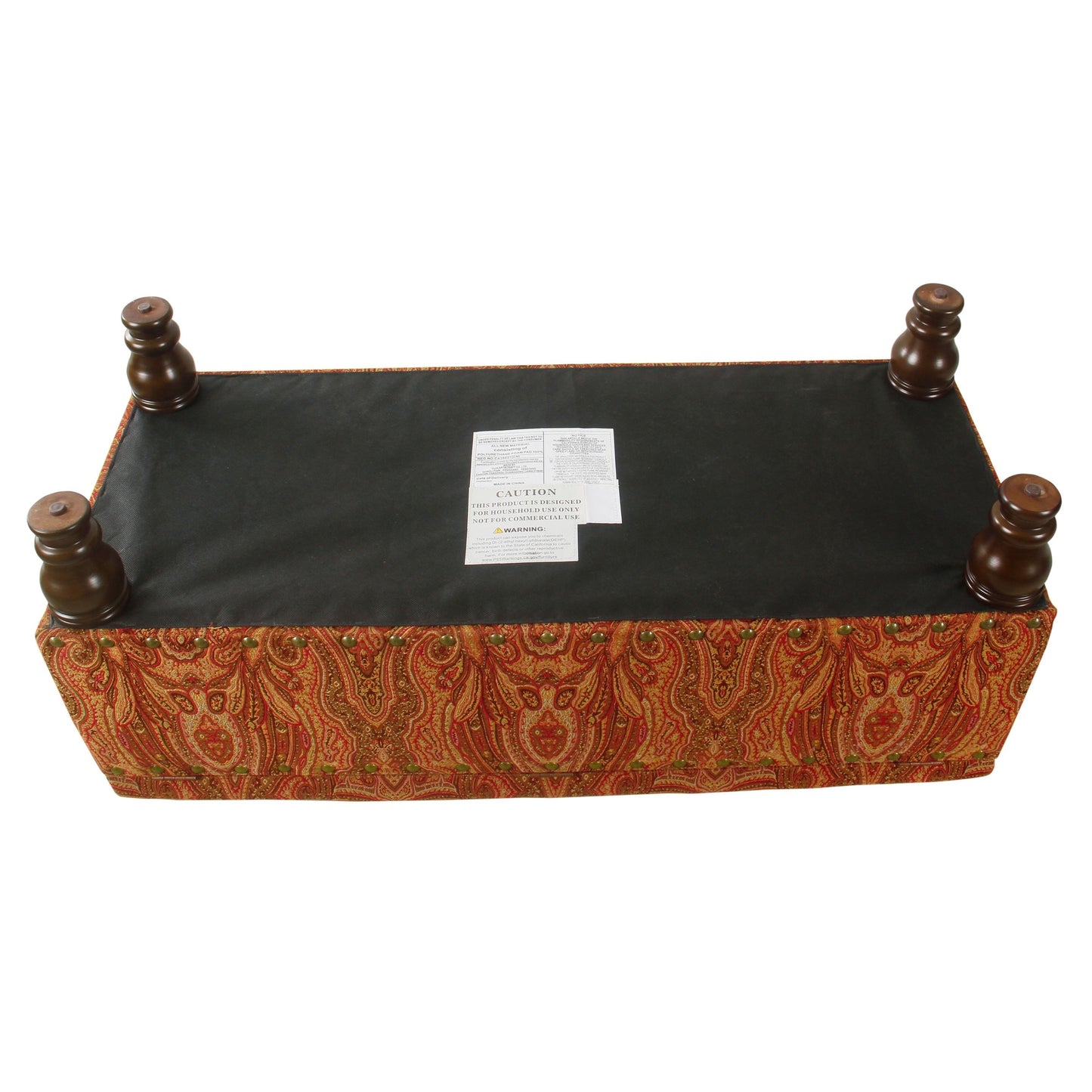 Banc de rangement capitonné Copper Grove Muscari avec garniture à clous décoratifs