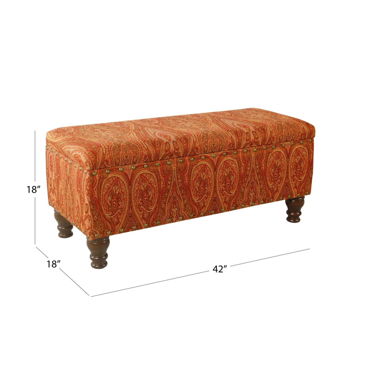Banc de rangement capitonné Copper Grove Muscari avec garniture à clous décoratifs